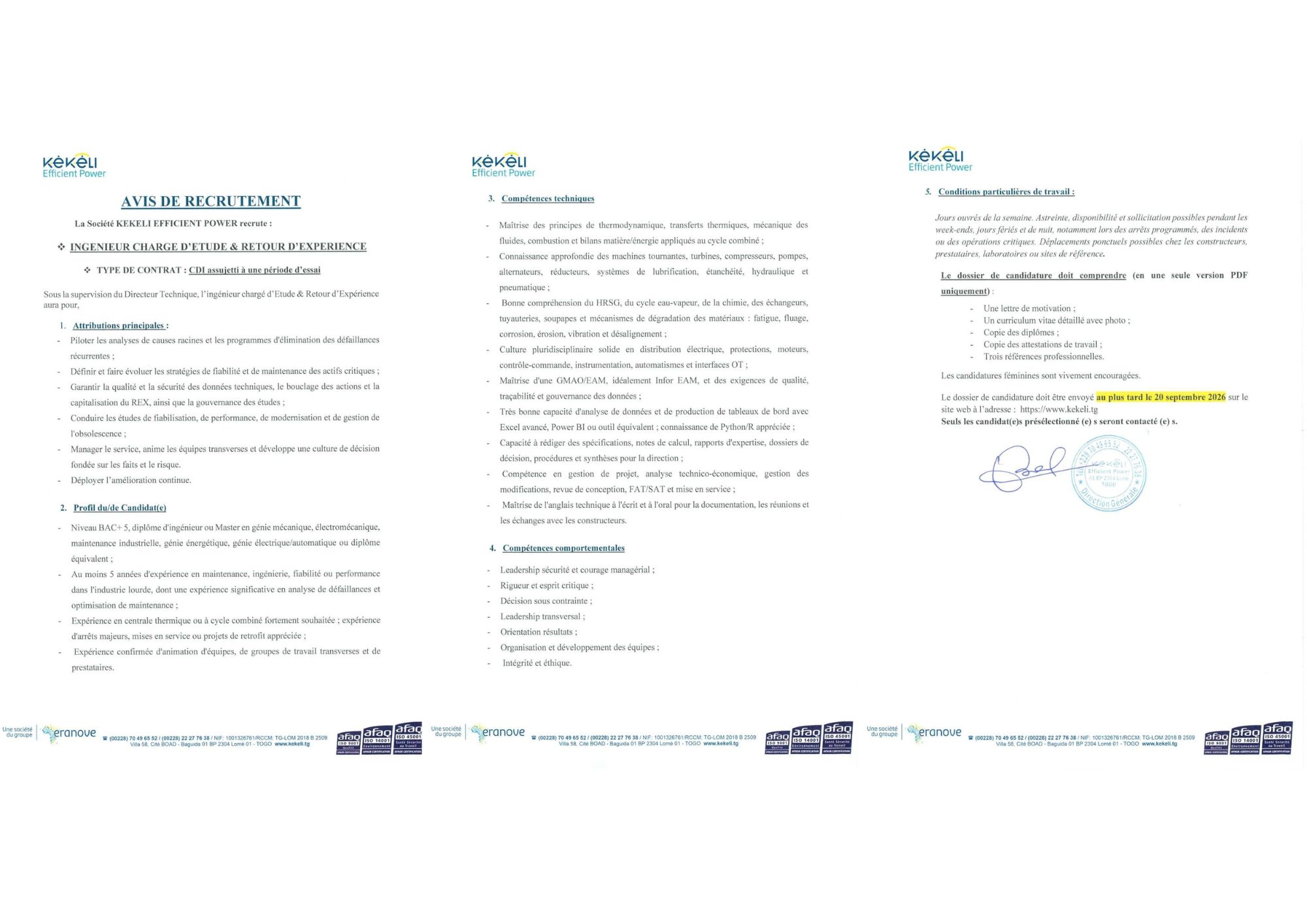 INGENIEUR CHARGE D’ETUDE & RETOUR D’EXPERIENCE